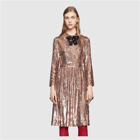 gucci sequin shoes|Gucci embroidered dress.